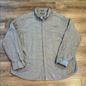 Eddie Bauer Mens Gray Double Layer Flip Cuffs Button Up Long Sleeve Size XL